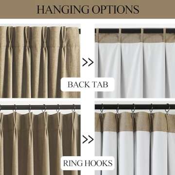 Vision Home Brown Pinch Pleated Full Blackout Curtains Linen Blended Room Darkening Window Curtains 102 inch for Living Room Bedroom Thermal Insulated Pinch Pleat Drapes with Hooks 40" Wx102 Lx2