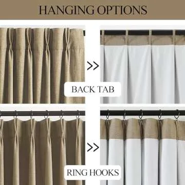 Vision Home Brown Pinch Pleated Full Blackout Curtains Linen Blended Room Darkening Window Curtains 102 inch for Living Room Bedroom Thermal Insulated Pinch Pleat Drapes with Hooks 40" Wx102 Lx2