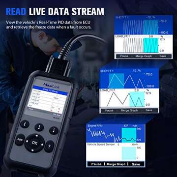 2025 New Autel ML629 OBD2 Scanner, ABS SRS Engine Transmission Diagnostics Tool Mechanic Full OBDII Code Reader w/DTC Lookup AutoVIN, Live Data, Upgraded Ver. of AL619 AL629 for Professionals DIYers