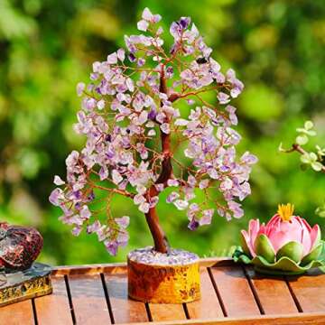 Amethyst Crystal Tree of Life - Money Tree Feng Shui - Crystal Tree for Positive Energy, Purple Amet...
