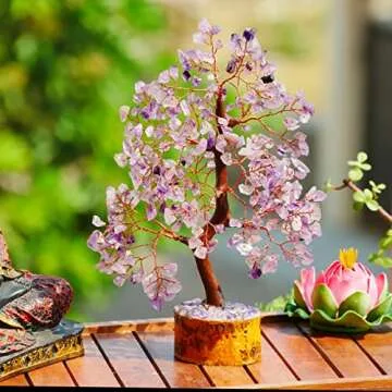 Amethyst Crystal Tree of Life - Money Tree Feng Shui - Crystal Tree for Positive Energy, Purple Amethyst Crystal Decor, Feng Shui Spiritual Gift, Amethyst Gift, Chakra Tree | 10-12 Inch