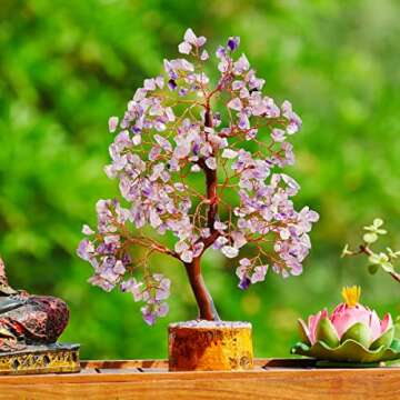 Amethyst Crystal Tree of Life - Money Tree Feng Shui - Crystal Tree for Positive Energy, Purple Amethyst Crystal Decor, Feng Shui Spiritual Gift, Amethyst Gift, Chakra Tree | 10-12 Inch