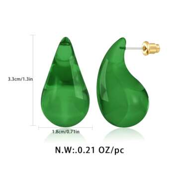 HolidayQbee Waterdrop Earrings for Women Dupes Earrings Chunky Drop Earrings Dangle Earrings Fashion...