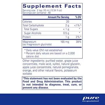 Pure Encapsulations Magnesium Glycinate Liquid - Supports Bone Health & Heart Health* - Vegan, Glute...