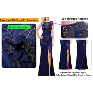 Elegant Floral Embroidered Evening Gown for Women
