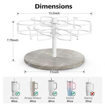 Kssiaz Water Bottle Organizer for Stanley 40 oz Tumbler with Handle, Rotatable Stanley Cup Organizer Holder, Patented Product, Kitchen Organizers and Storage for Stanley Cup Accessories, Grey