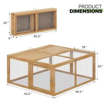 Magshion Folding Chicken Coop Rabbit Hutch, Portable Chicken House with Handle Wooden Small Animal P...