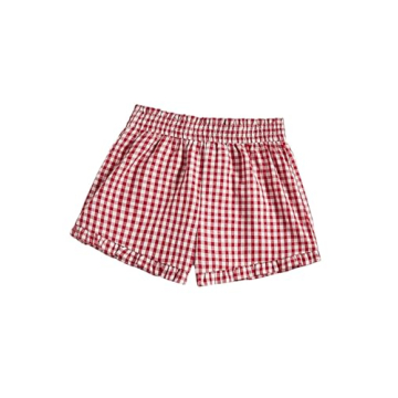 SweatyRocks Women's Plaid Summer Shorts Elastic Waist Wide Leg