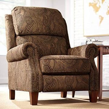 Kensington Hill Beaumont Warm Brown Paisley Patterned Recliner Chair Traditional Armchair Comfortabl...