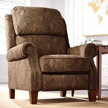 Kensington Hill Beaumont Warm Brown Paisley Patterned Recliner Chair Traditional Armchair Comfortabl...