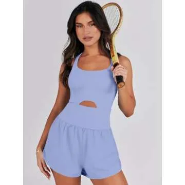 Caracilia Womens Workout Romper One Piece Summer Casual