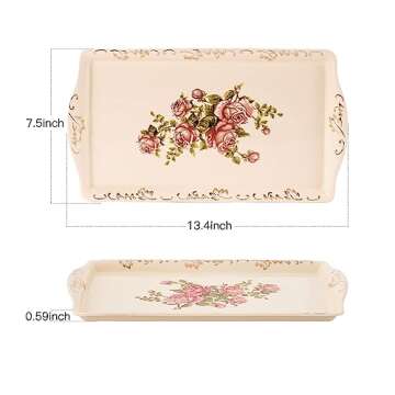 YOLIFE Ceramic Rose Serving Tray, Decorative Platter for Tea Party - 13.5 inch