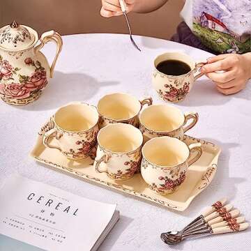 YOLIFE Ceramic Rose Serving Tray, Decorative Platter for Tea Party - 13.5 inch