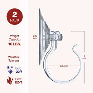 Christmas Wreath Hanger For Glass Front Door [Set of 2] Giant Suction Wreath Hanger, Hang Large or H...