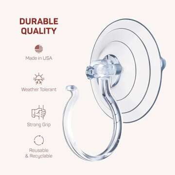 Christmas Wreath Hanger For Glass Front Door [Set of 2] Giant Suction Wreath Hanger, Hang Large or Heavy Wreaths Securely on Glass Doors and Windows up to 10 Lbs - Heavy Duty Wreath Holders - USA Made