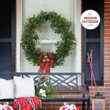 Christmas Wreath Hanger For Glass Front Door [Set of 2] Giant Suction Wreath Hanger, Hang Large or Heavy Wreaths Securely on Glass Doors and Windows up to 10 Lbs - Heavy Duty Wreath Holders - USA Made