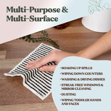 FEBU Swedish Dishcloths for Kitchen | 5 Pack Japanese Reusable Paper Towels Washable | Swedish Dish Towels | Non-Scratch Cellulose Sponge Cloths | No Odor, Biodegradable Cleaning Cloths