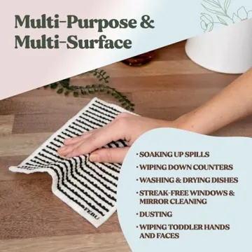 FEBU Swedish Dishcloths for Kitchen | 5 Pack Japanese Reusable Paper Towels Washable | Swedish Dish Towels | Non-Scratch Cellulose Sponge Cloths | No Odor, Biodegradable Cleaning Cloths