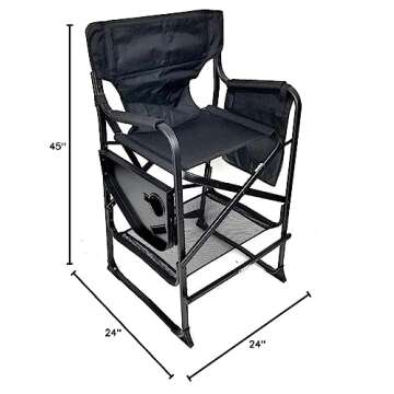 Deluxe TuscanyPro Portable Big Daddy Heavy-Duty Tall Director Chair - Perfect for Events - 29 Inch S...
