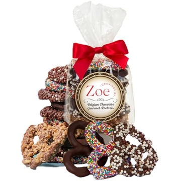 CRAVINGS BY ZOE Chocolate Covered Pretzels Gift Bag 8 oz | Gourmet Kosher Milk & Dark Chocolate