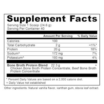 Ancient Nutrition Protein Powder Made from Real Bone Broth, Vanilla, 20g Protein Per Serving, 40 Ser...