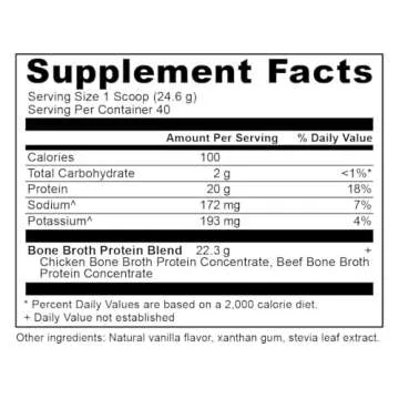 Ancient Nutrition Protein Powder Made from Real Bone Broth, Vanilla, 20g Protein Per Serving, 40 Ser...