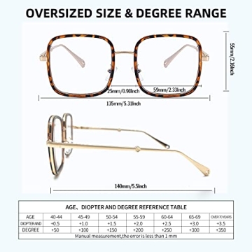 Stylish Oversized Reading Glasses for Comfort Protection