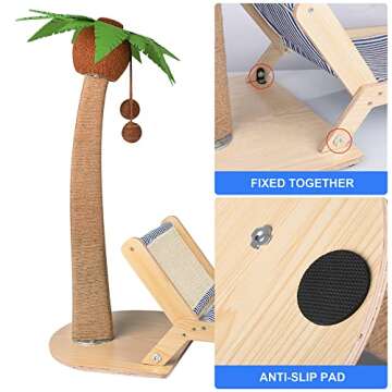 Lechansen Cat Scratching Post with Bed,29.5 Inch Tall Palm Tree Cat Scratching Post for Indoor Cats,...