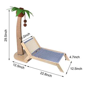 Lechansen Cat Scratching Post with Bed,29.5 Inch Tall Palm Tree Cat Scratching Post for Indoor Cats, with Lounge Chair 2 in 1 Fun Sisal Rope Tall Cat Scratcher with Ball for Indoor Adult Cat/Kitten