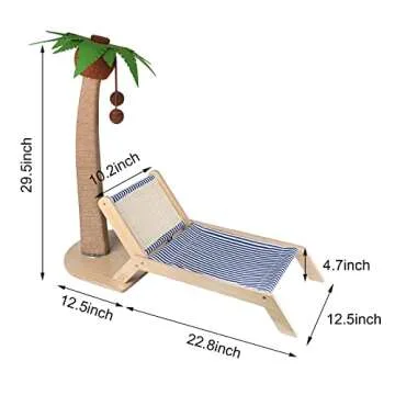 Lechansen Cat Scratching Post with Bed,29.5 Inch Tall Palm Tree Cat Scratching Post for Indoor Cats, with Lounge Chair 2 in 1 Fun Sisal Rope Tall Cat Scratcher with Ball for Indoor Adult Cat/Kitten