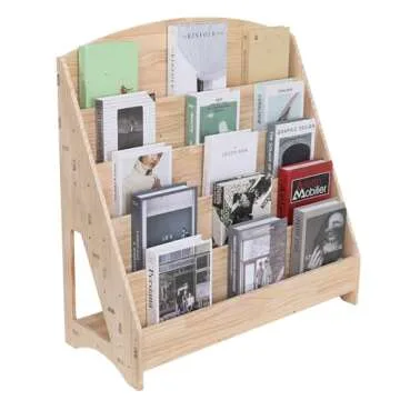 FDHUIJIA Montessori Toddler Book Shelf Organizer Single Sided Book Rack Display with Toy Storage, Children Baby Classroom Bookshelf, Kids Room bookcases cabinets & Shelves Natural Pine (31”)