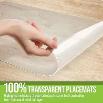 CraftyCrocodile Clear Plastic Placemats Set of 4 - Table Protector for Dining Room, Kitchen Counter, Office Desk, Painting Table, Shelves - Multi-Use, Flexible, Durable, Wipeable Plastic Sheets 18x12"