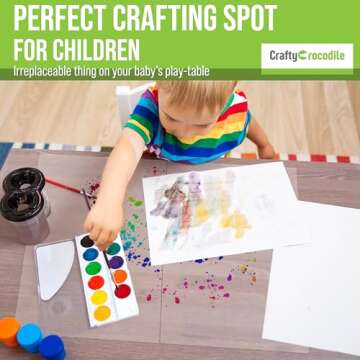 CraftyCrocodile Clear Plastic Placemats Set of 4 - Table Protector for Dining Room, Kitchen Counter, Office Desk, Painting Table, Shelves - Multi-Use, Flexible, Durable, Wipeable Plastic Sheets 18x12"