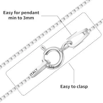 ASHINE Silver Necklace Chain Silver Chain Necklace for Women Sterling Silver Chain Silver Chain Charm Jewelry Chain Long Necklaces for Women (0.8mm Box Chain Spring Ring Clasp 19 Inches)