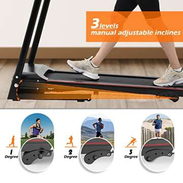 Treadmill with Incline, 2.5HP Foldable Treadmill for Home Office Small Space Portable Walking Treadmill 265 Lbs with 15 Preset PROG, LED Display, Speaker and Cup Holder