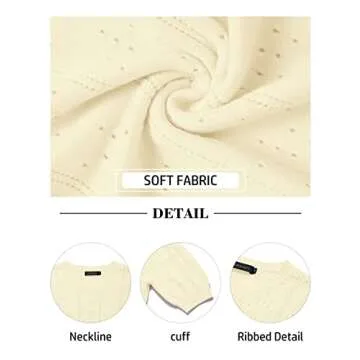 MEROKEETY Women's 2025 Spring Hollow Out Puff Short Sleeve Sweaters Casual Pullover Cozy Knit Tops Beige