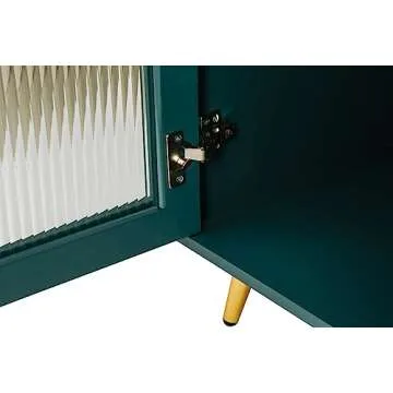 VZADGWA Buffet Sideboard Cabinets with Glass Doors, Accent Freestanding Storage Cabinet, Large Kitchen Console Table for Dining Living Room, Entryway, Antique Blue