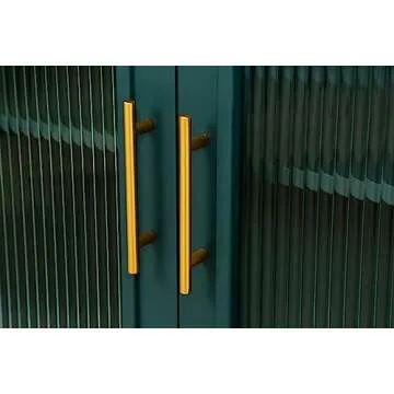 VZADGWA Buffet Sideboard Cabinets with Glass Doors, Accent Freestanding Storage Cabinet, Large Kitchen Console Table for Dining Living Room, Entryway, Antique Blue