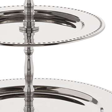 3-Tier Beaded Buffet Serving Stand in Elegant Silver