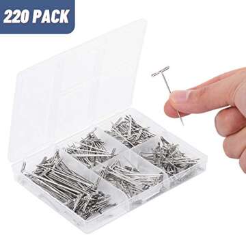 Mr. Pen- T Pins, 220 Pack, Assorted Sizes, T-Pins, T Pins for Blocking Knitting, Wig Pins, T Pins fo...
