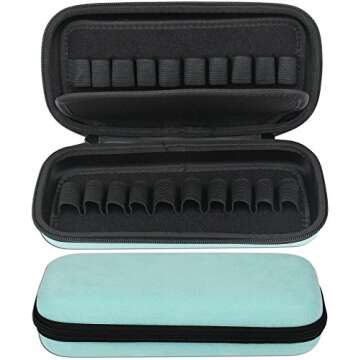 20 Bottle Essential Oil Carrying Case Premium Hard Shell Protection for up to 20 Bottles – Perfect for Roller and Standard Bottles 5ml to 10ml – Great for Travel (Teal Suede)