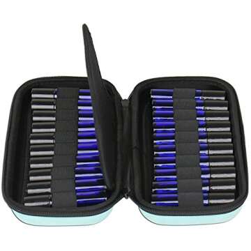 20 Bottle Essential Oil Carrying Case Premium Hard Shell Protection for up to 20 Bottles – Perfect for Roller and Standard Bottles 5ml to 10ml – Great for Travel (Teal Suede)