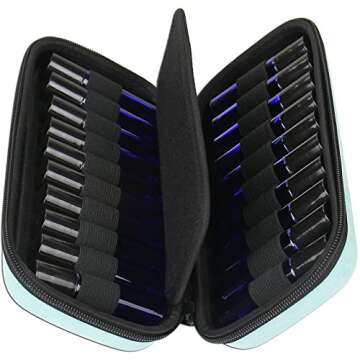 20 Bottle Essential Oil Carrying Case Premium Hard Shell Protection for up to 20 Bottles – Perfect for Roller and Standard Bottles 5ml to 10ml – Great for Travel (Teal Suede)