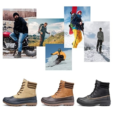Mishansha Mens Warm Duck Boots Waterproof Winter Boot Fur Lined Non Slip Cold Weather Insulated Snow Boot Outdoor Fashion Hiking Walking Work Brown 8