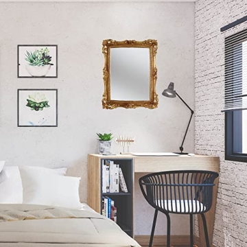 Elegant OIGUMR Vintage Gold Square Wall Mirror