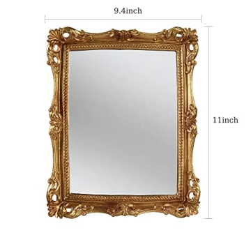Elegant OIGUMR Vintage Gold Square Wall Mirror