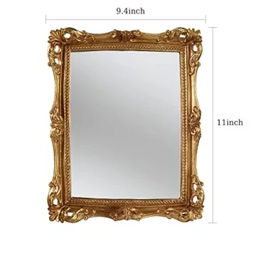 Elegant OIGUMR Vintage Gold Square Wall Mirror