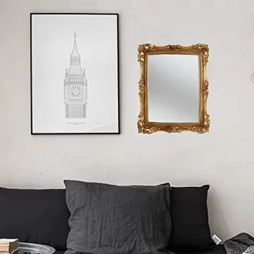 Elegant OIGUMR Vintage Gold Square Wall Mirror