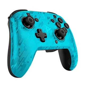 PDP Gaming Wireless Deluxe Controller Faceplate: Blue Camo - Nintendo Switch Faceoff (Renewed)