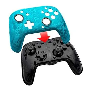 PDP Gaming Wireless Deluxe Controller Faceplate: Blue Camo - Nintendo Switch Faceoff (Renewed)